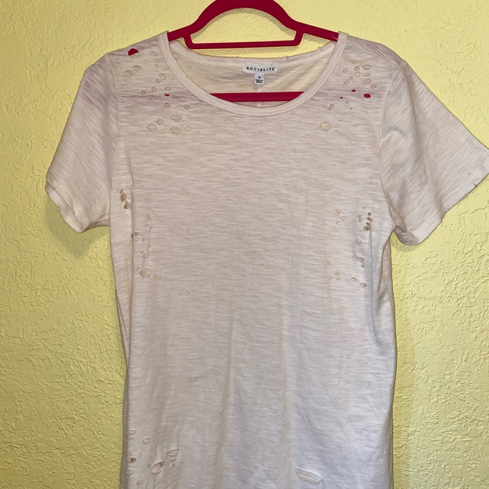White short sleeved top.